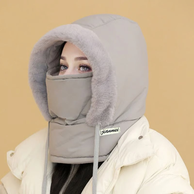 โ๏ธ Plush-Lined Thermal Hat with Face Mask - Full Head & Face Protection for Extreme Cold, Unisex Comfort for Skiing/Mountaineering ๐๏ธ๐ฅ