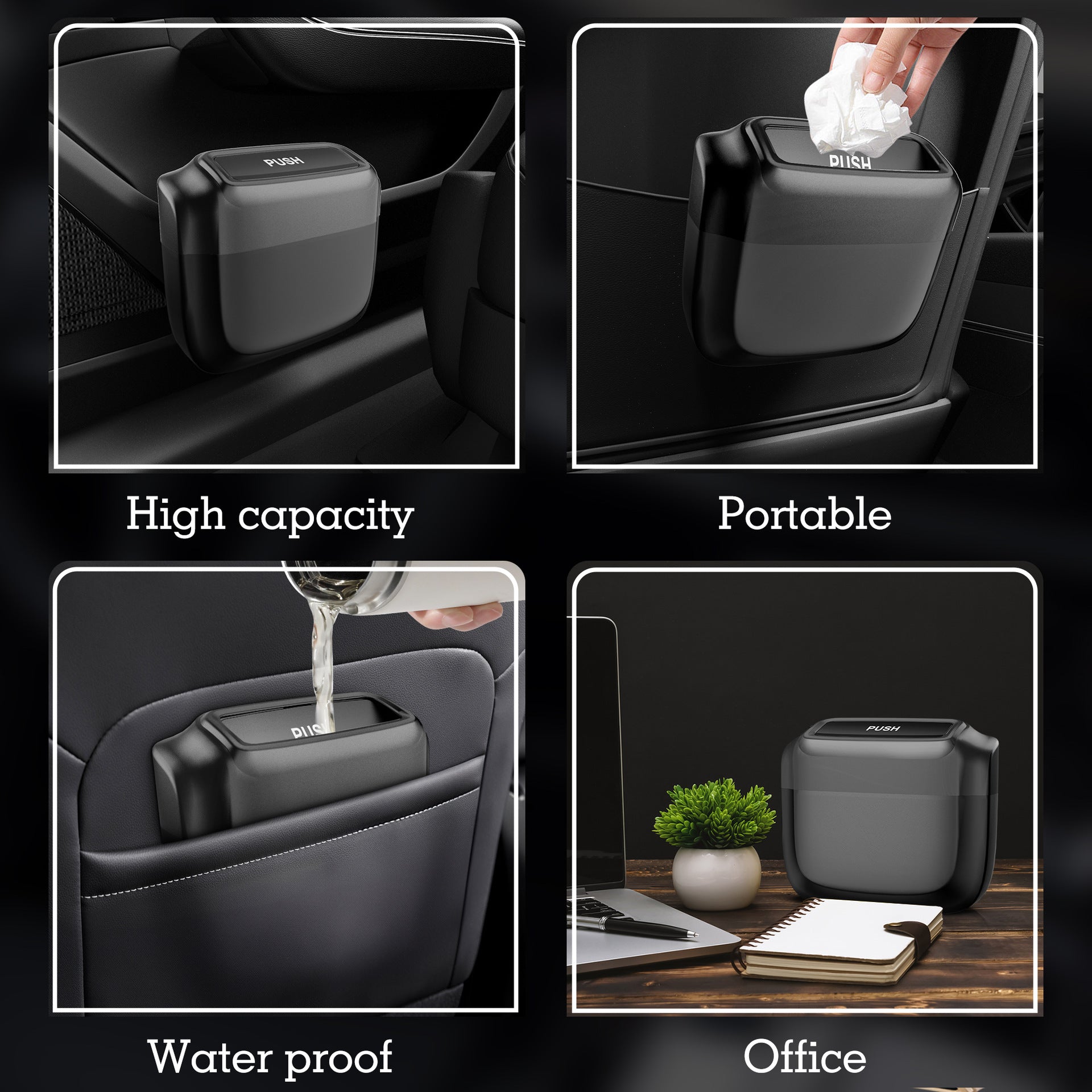 Car trash can (with built-in trash bag)
