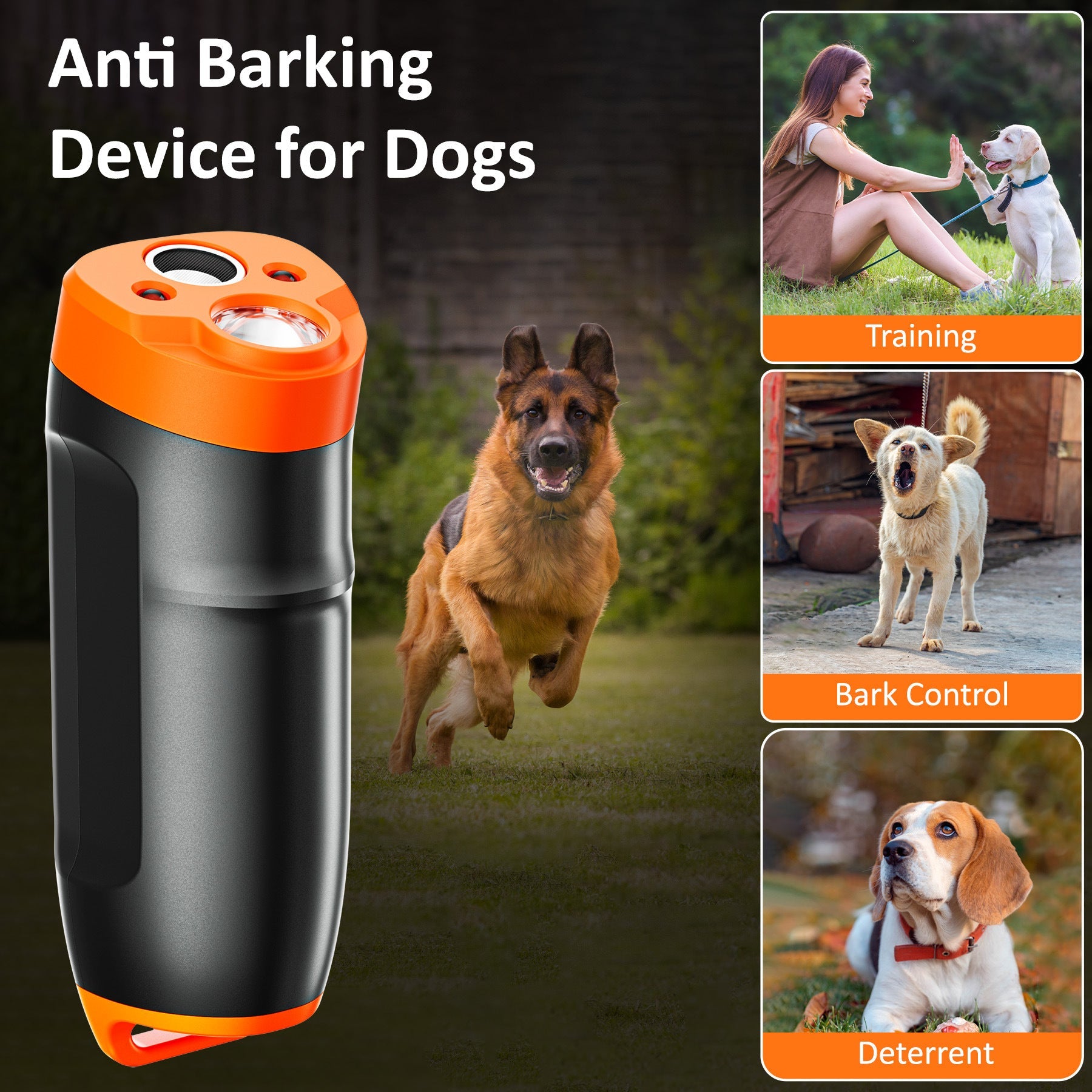 Rechargeable portable anti-barking dog repellent Intelligent frequency conversion LED dog barking stopper Ultrasonic barking stopper