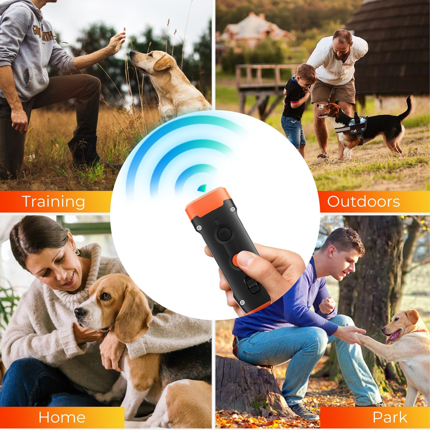 Rechargeable portable anti-barking dog repellent Intelligent frequency conversion LED dog barking stopper Ultrasonic barking stopper