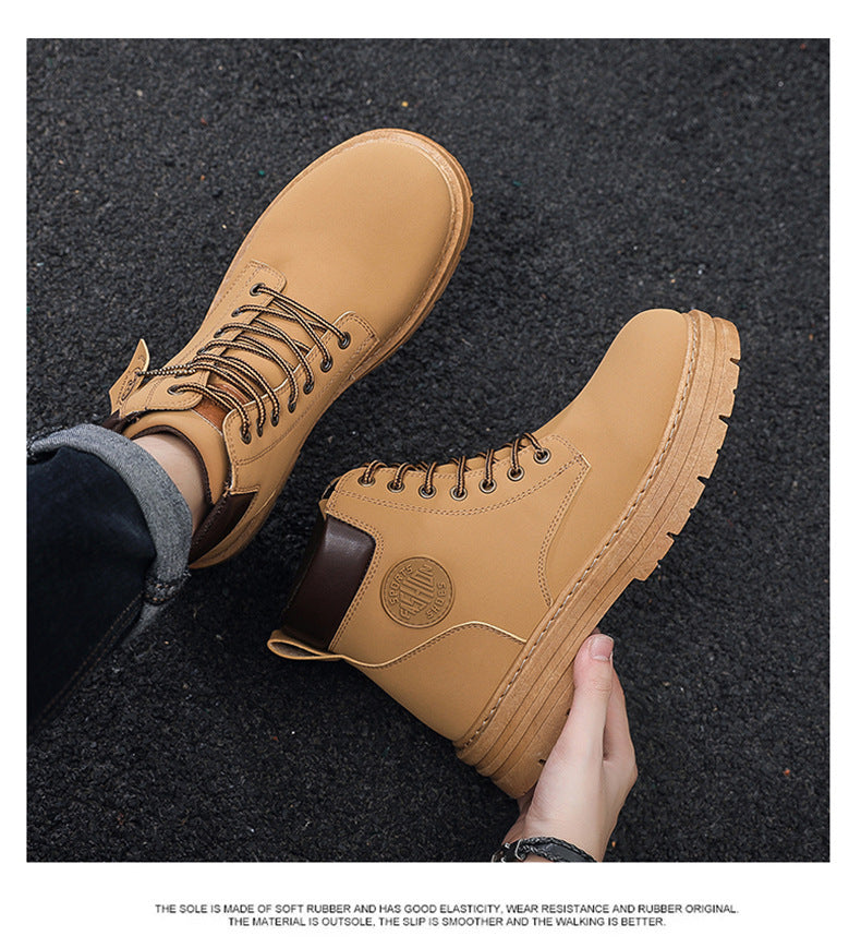 Autumn and winter men's large size Martin boots workwear waterproof non-slip hiking shoes construction site labor protection shoes