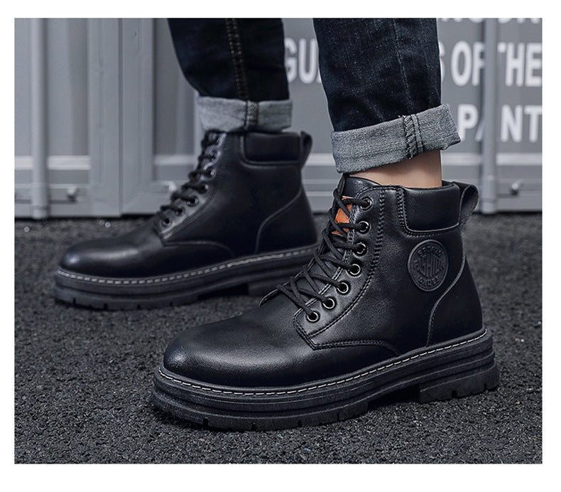 Autumn and winter men's large size Martin boots workwear waterproof non-slip hiking shoes construction site labor protection shoes