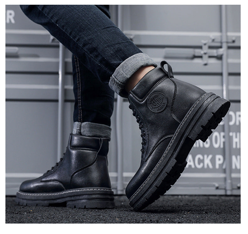 Autumn and winter men's large size Martin boots workwear waterproof non-slip hiking shoes construction site labor protection shoes