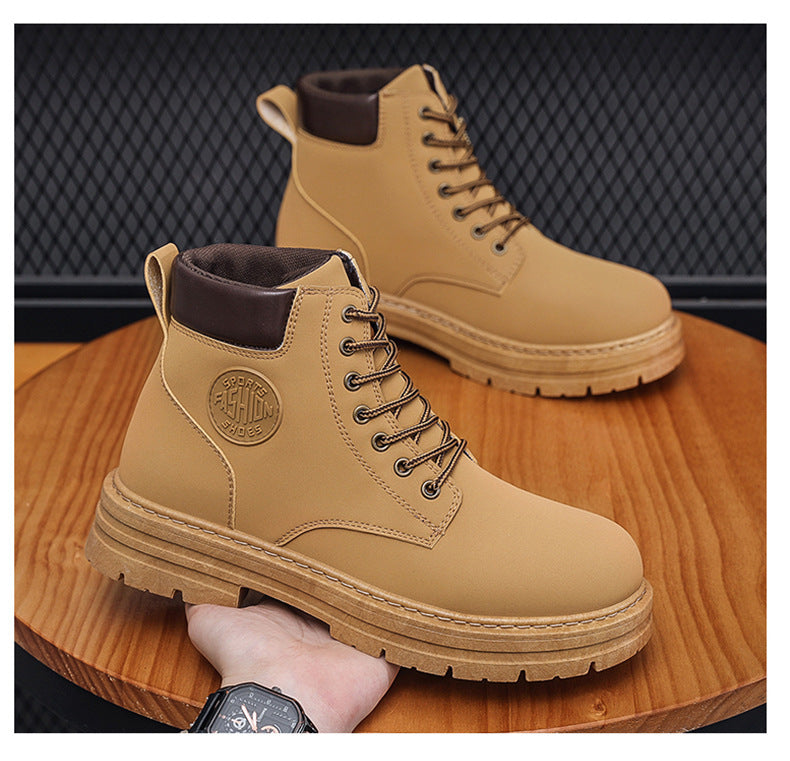 Autumn and winter men's large size Martin boots workwear waterproof non-slip hiking shoes construction site labor protection shoes