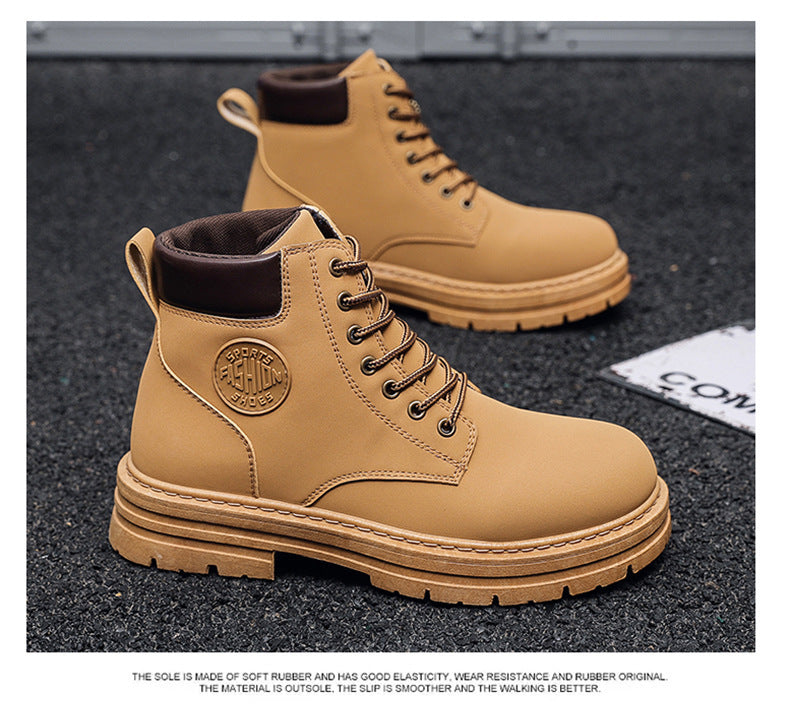Autumn and winter men's large size Martin boots workwear waterproof non-slip hiking shoes construction site labor protection shoes
