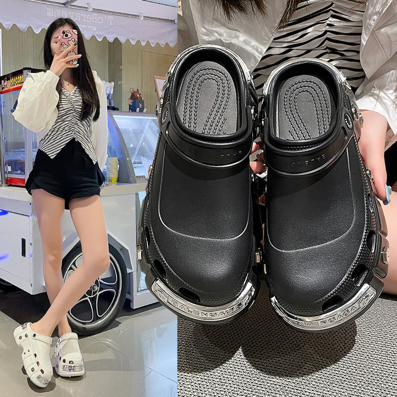 2025 new thick-soled height-enhancing rivet sandals