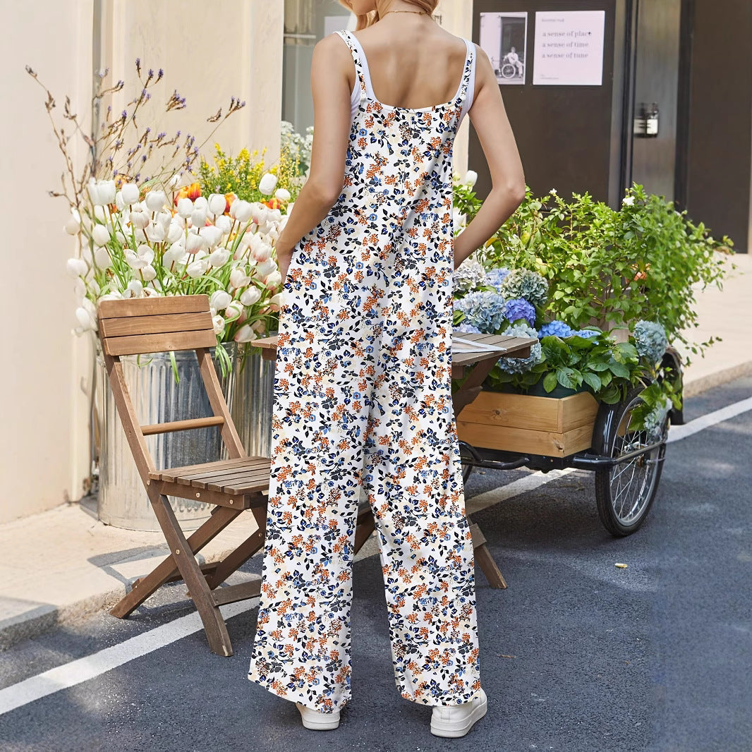 Summer American style adjustable shoulder straps printed casual suspenders