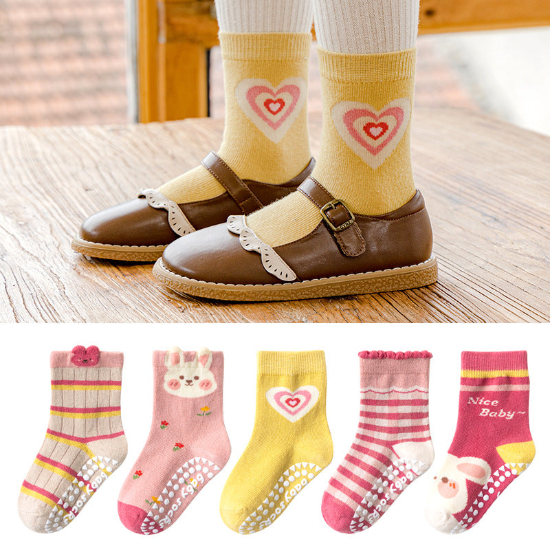 Children's socks floor socks 1-12 years old middle and large children's cotton socks non-slip(10 pairs per pack)