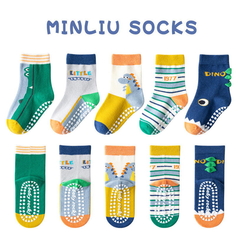 Children's socks floor socks 1-12 years old middle and large children's cotton socks non-slip(10 pairs per pack)