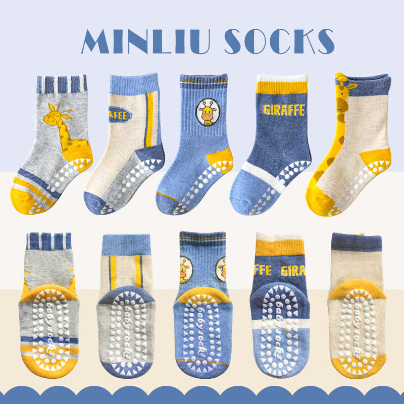 Children's socks floor socks 1-12 years old middle and large children's cotton socks non-slip(10 pairs per pack)