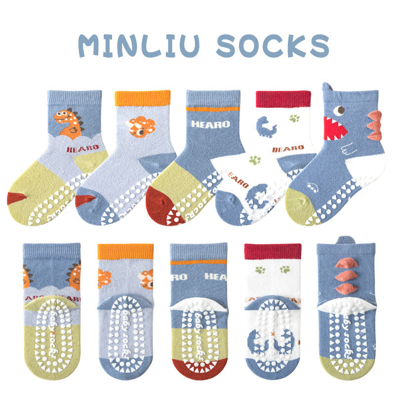Children's socks floor socks 1-12 years old middle and large children's cotton socks non-slip(10 pairs per pack)