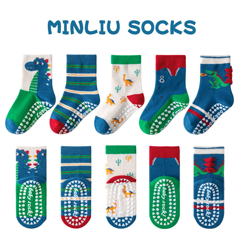 Children's socks floor socks 1-12 years old middle and large children's cotton socks non-slip(10 pairs per pack)