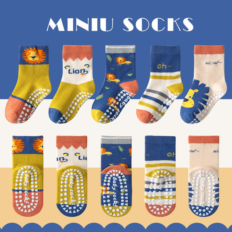 Children's socks floor socks 1-12 years old middle and large children's cotton socks non-slip(10 pairs per pack)