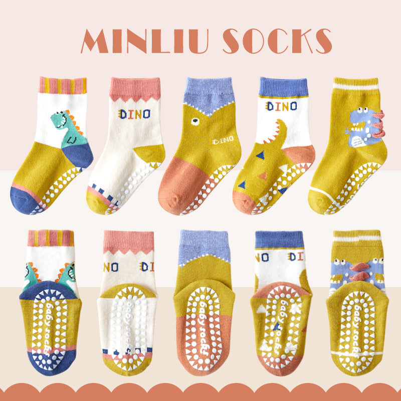 Children's socks floor socks 1-12 years old middle and large children's cotton socks non-slip(10 pairs per pack)