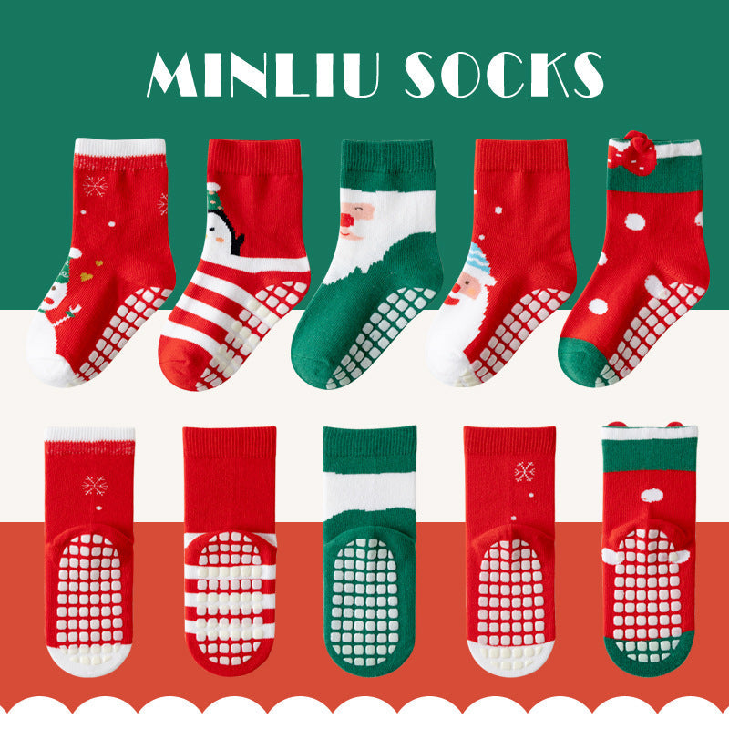 Children's socks floor socks 1-12 years old middle and large children's cotton socks non-slip(10 pairs per pack)