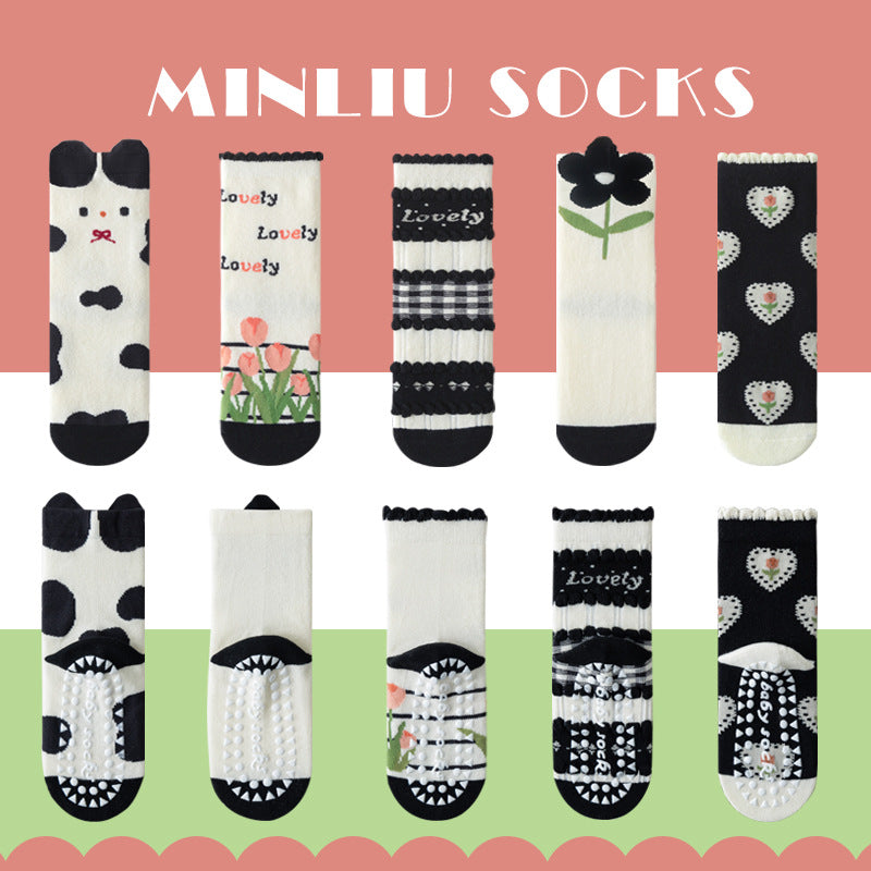 Children's socks floor socks 1-12 years old middle and large children's cotton socks non-slip(10 pairs per pack)