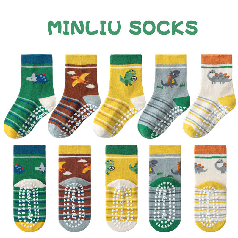 Children's socks floor socks 1-12 years old middle and large children's cotton socks non-slip(10 pairs per pack)
