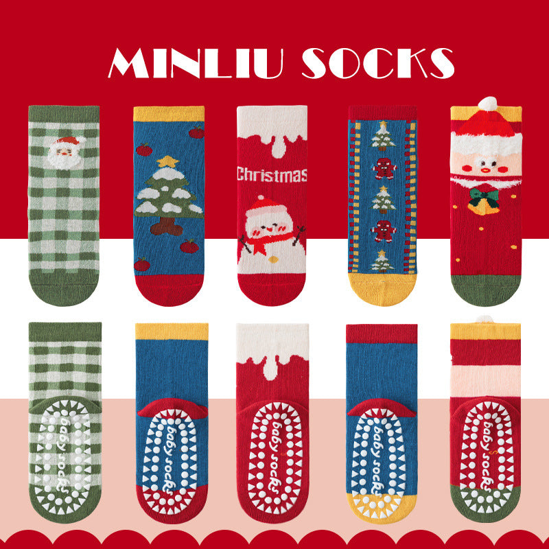 Children's socks floor socks 1-12 years old middle and large children's cotton socks non-slip(10 pairs per pack)