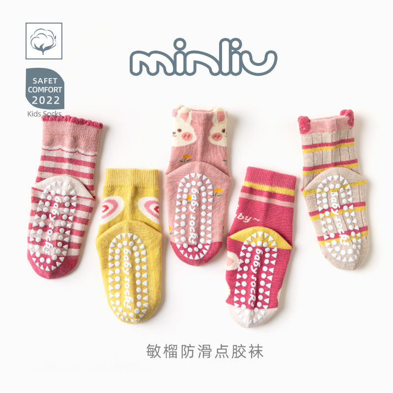 Children's socks floor socks 1-12 years old middle and large children's cotton socks non-slip(10 pairs per pack)