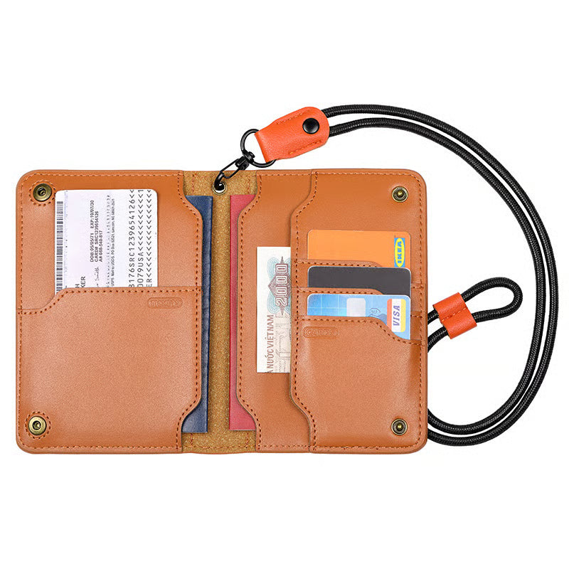 Cowhide multifunctional wallet passport bag travel ticket storage passport holder