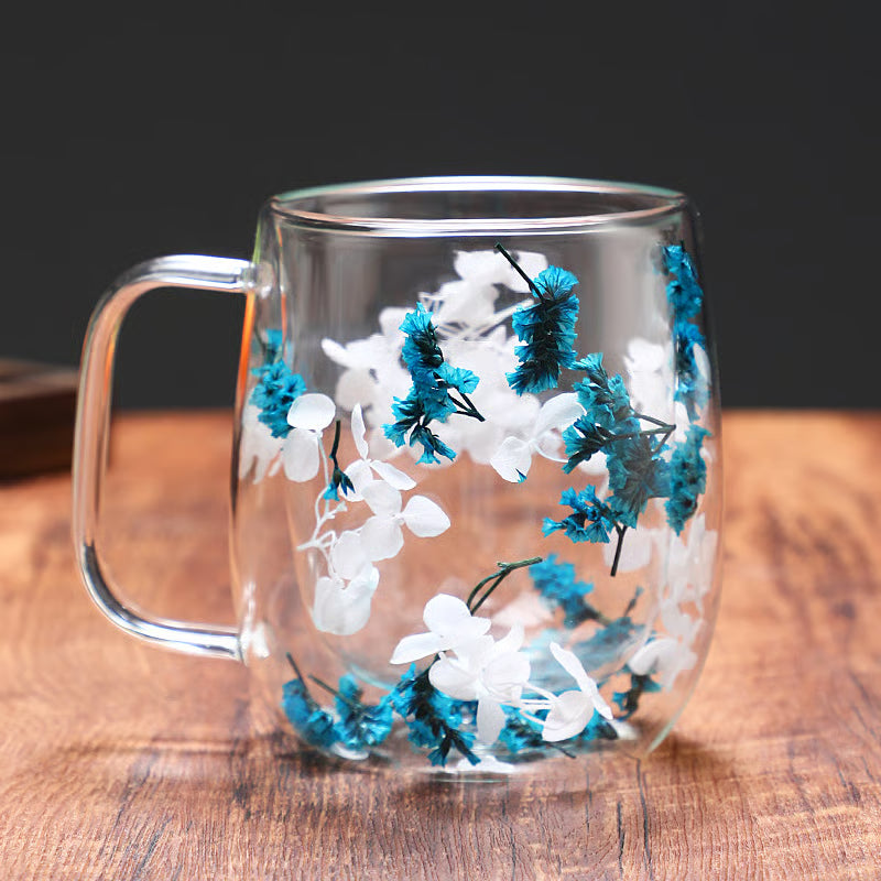 🎅Christmas Pre Sale 🎄🌸Transparent Double Glass Flower Tea Cup