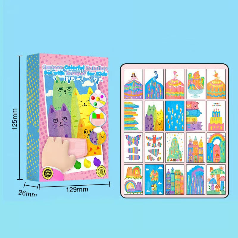 🎃Cartoon Colorful Painting Set with Scraper for Kids🎨