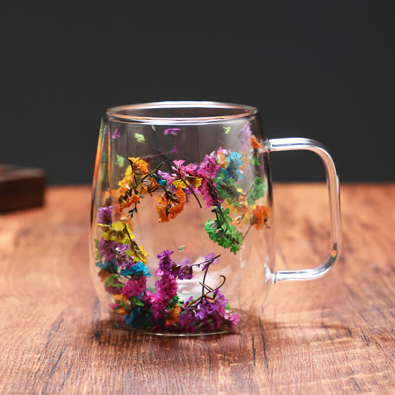 🎅Christmas Pre Sale 🎄🌸Transparent Double Glass Flower Tea Cup