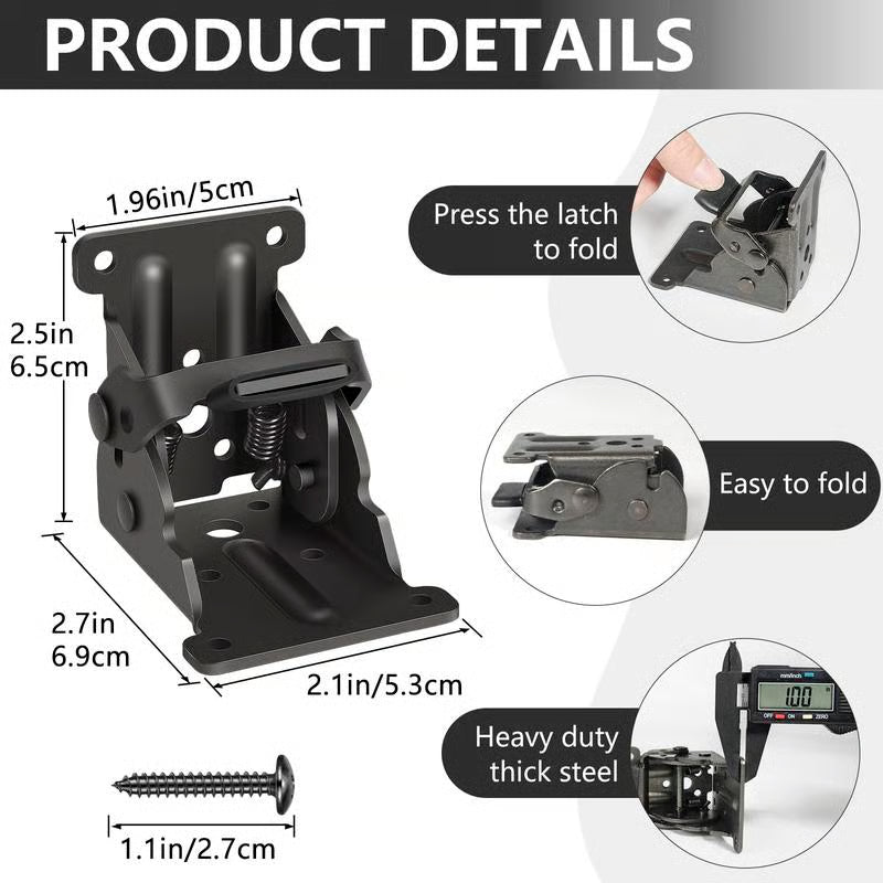 Heavy-Duty Folding Table Leg Brackets with Self-Locking Hinges