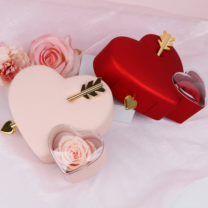 Heart Jewelry Box with Eternal Rose