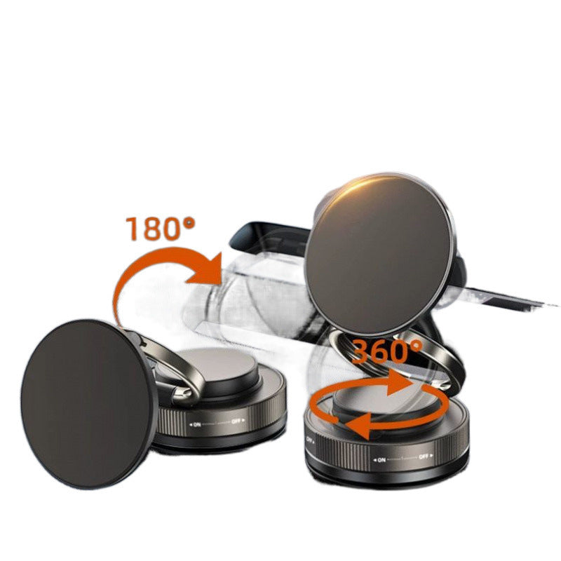 Magnetic mobile phone holder foldable, lifting and rotating multifunctional vacuum adsorption car holder