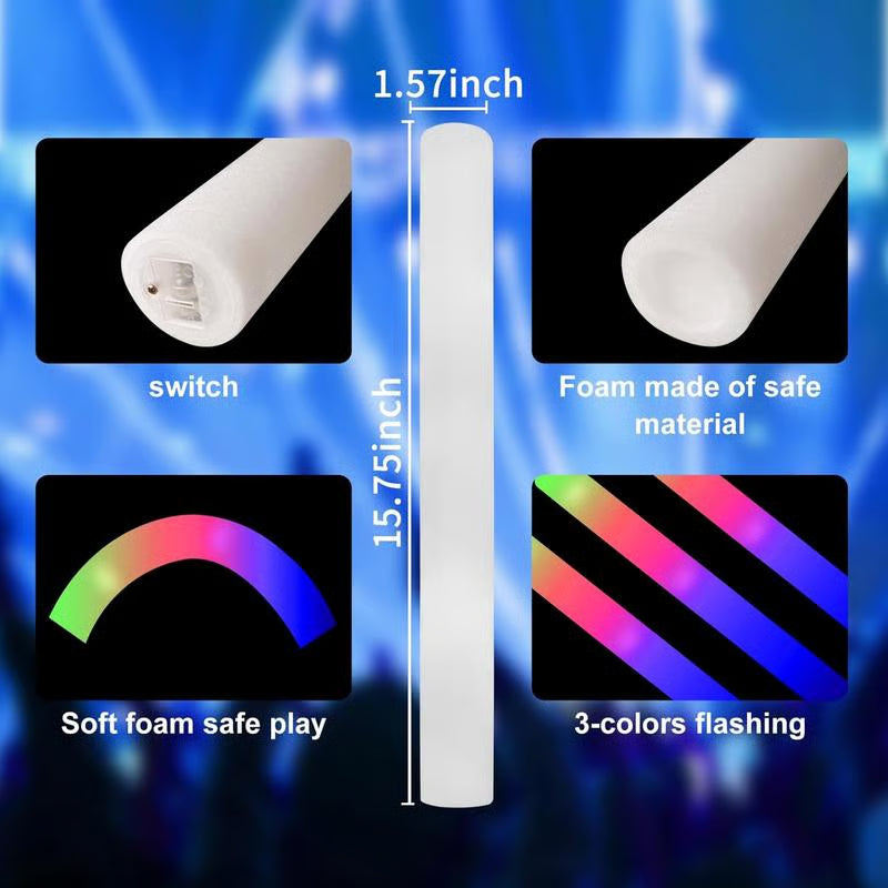 Vibrant LED Foam Glow Sticks