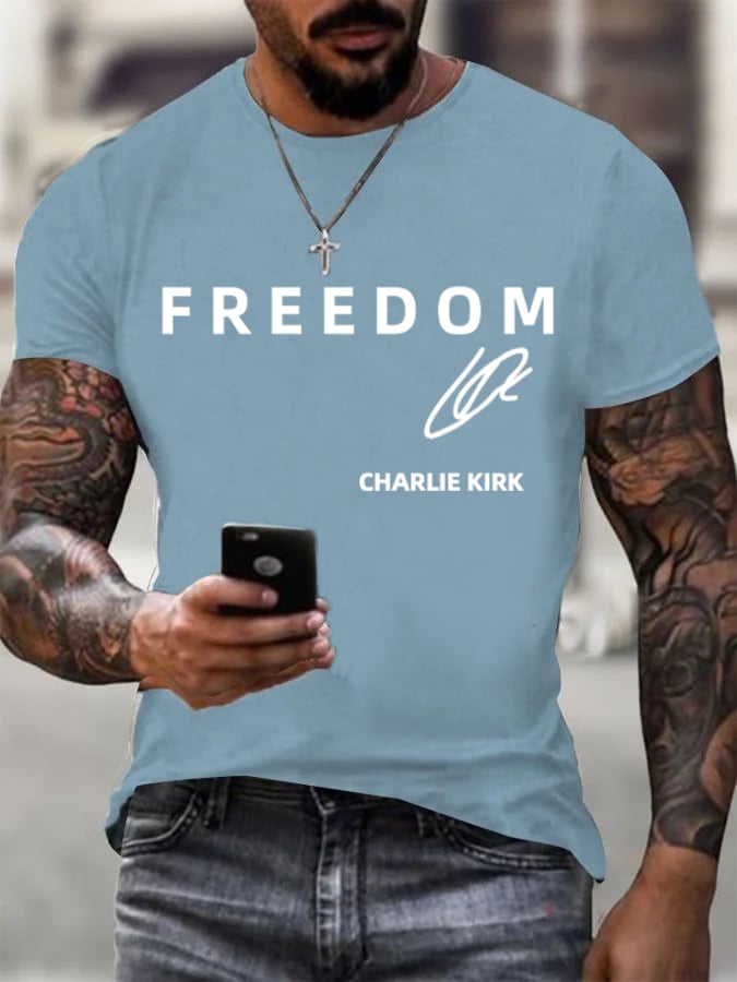 Men's Freedom charlie Kirk Printed Casual T-shirt