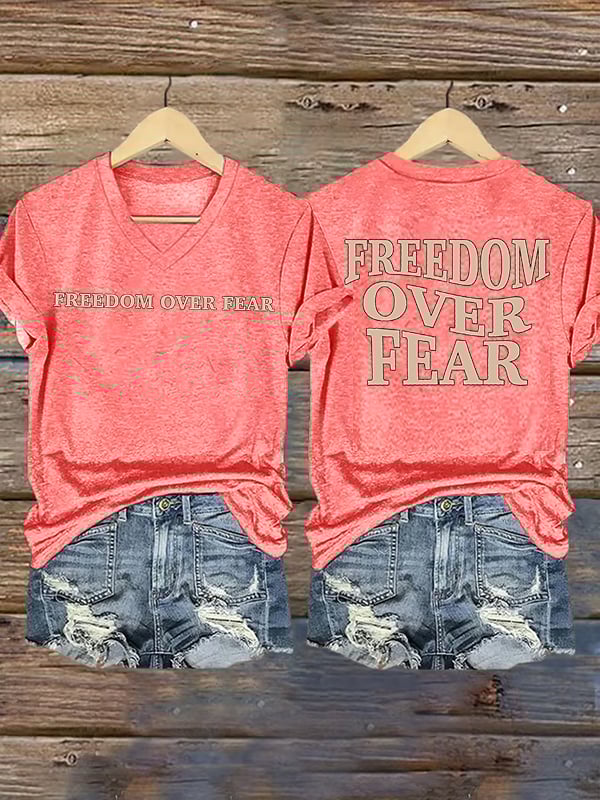 Women's Freedom over fear Printed Casual T-shirt