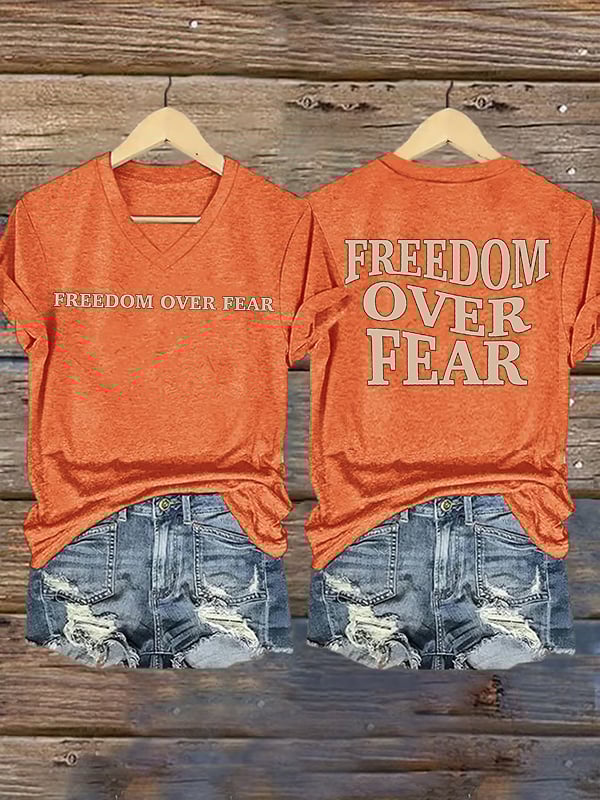 Women's Freedom over fear Printed Casual T-shirt