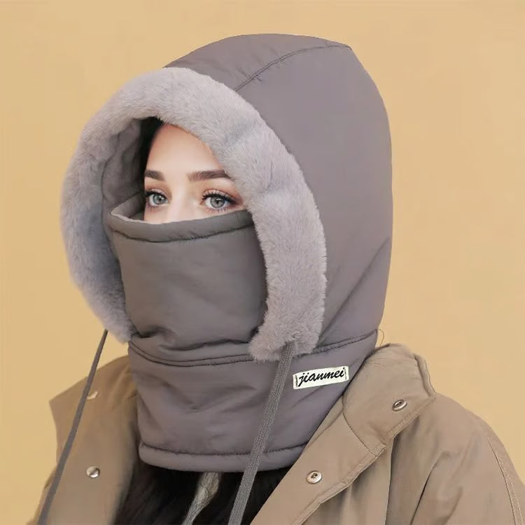 โ๏ธ Plush-Lined Thermal Hat with Face Mask - Full Head & Face Protection for Extreme Cold, Unisex Comfort for Skiing/Mountaineering ๐๏ธ๐ฅ