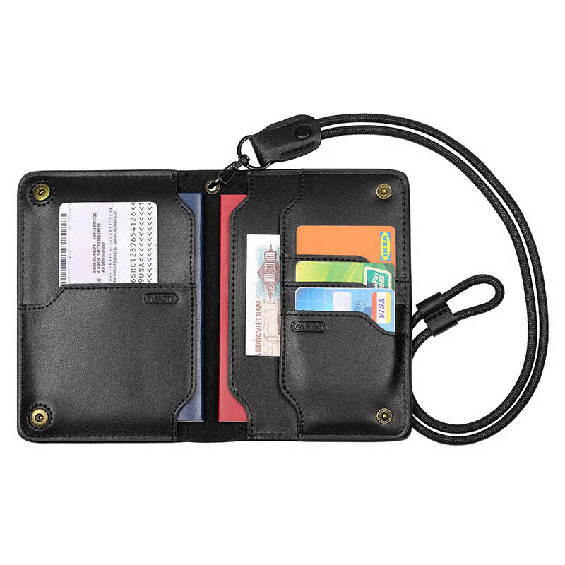 Cowhide multifunctional wallet passport bag travel ticket storage passport holder