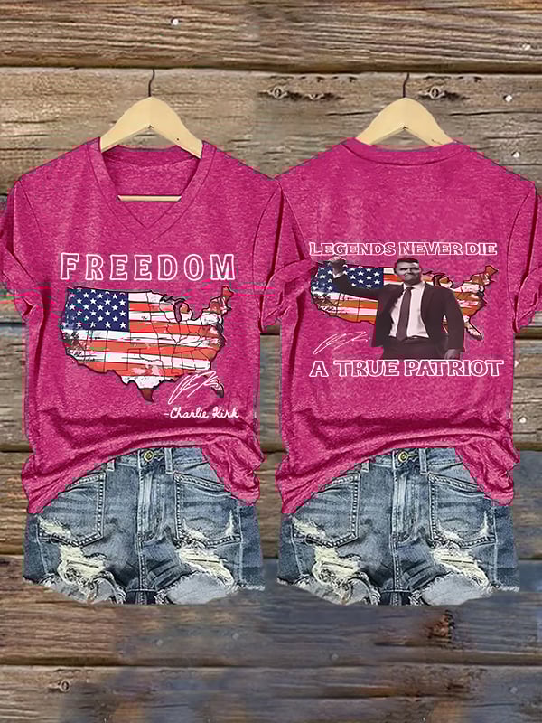 Women's Freedom, legends never die, A True Patriot Printed Casual T-shirt