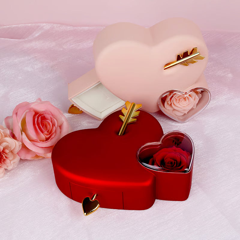Heart Jewelry Box with Eternal Rose