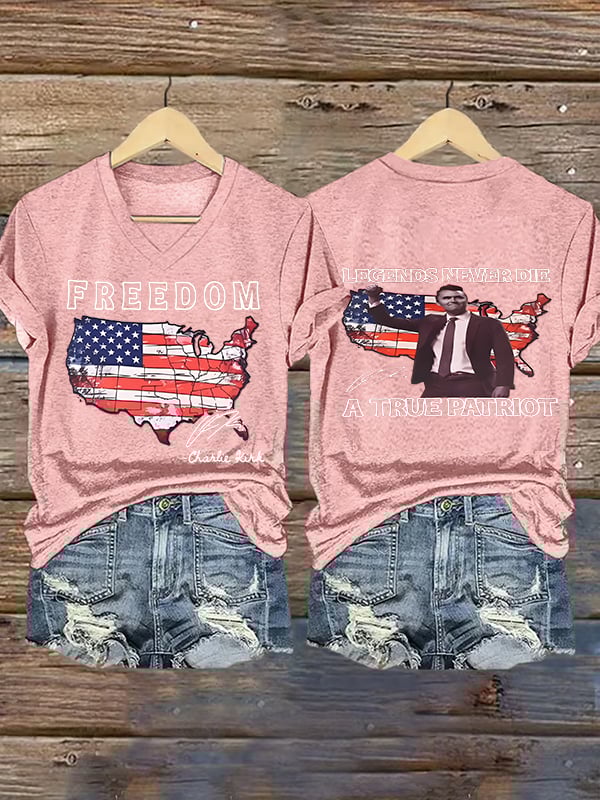 Women's Freedom, legends never die, A True Patriot Printed Casual T-shirt