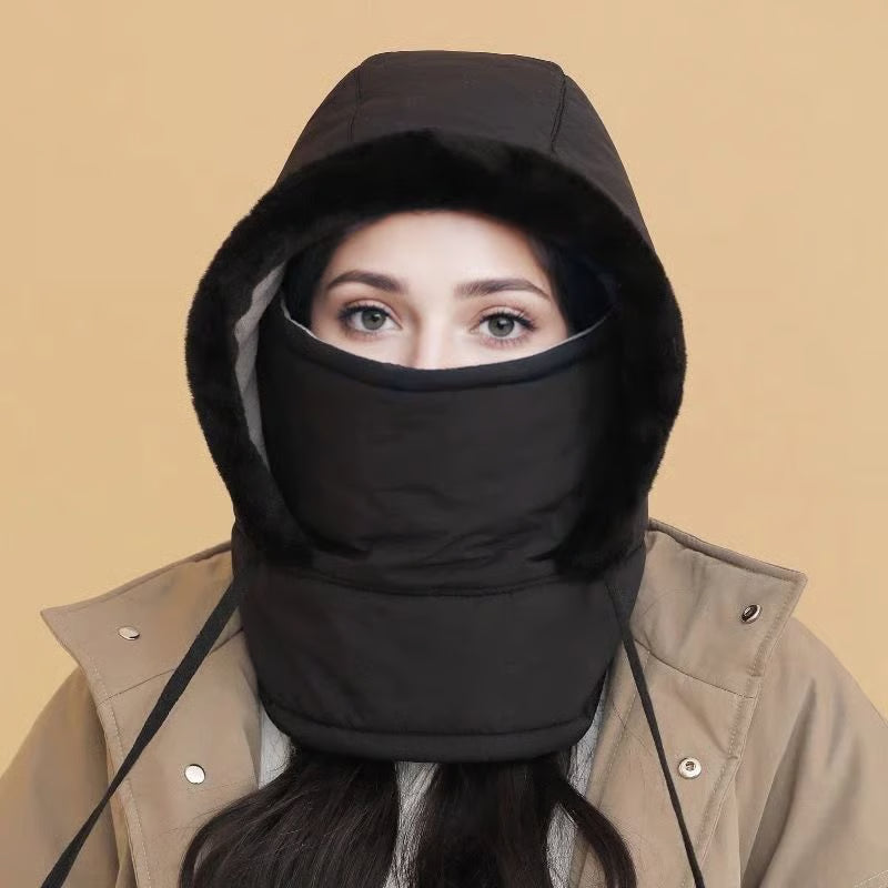 โ๏ธ Plush-Lined Thermal Hat with Face Mask - Full Head & Face Protection for Extreme Cold, Unisex Comfort for Skiing/Mountaineering ๐๏ธ๐ฅ