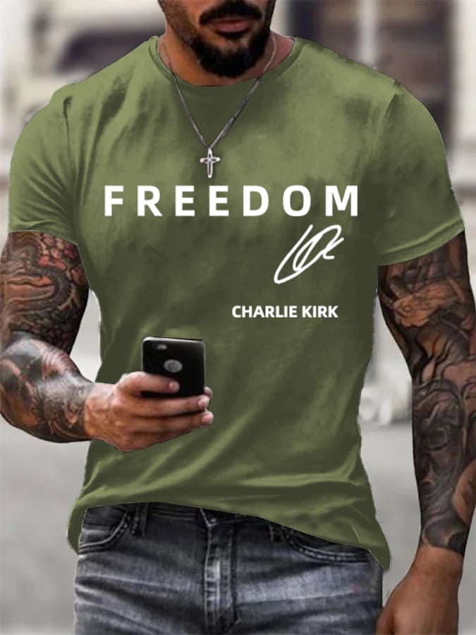 Men's Freedom charlie Kirk Printed Casual T-shirt