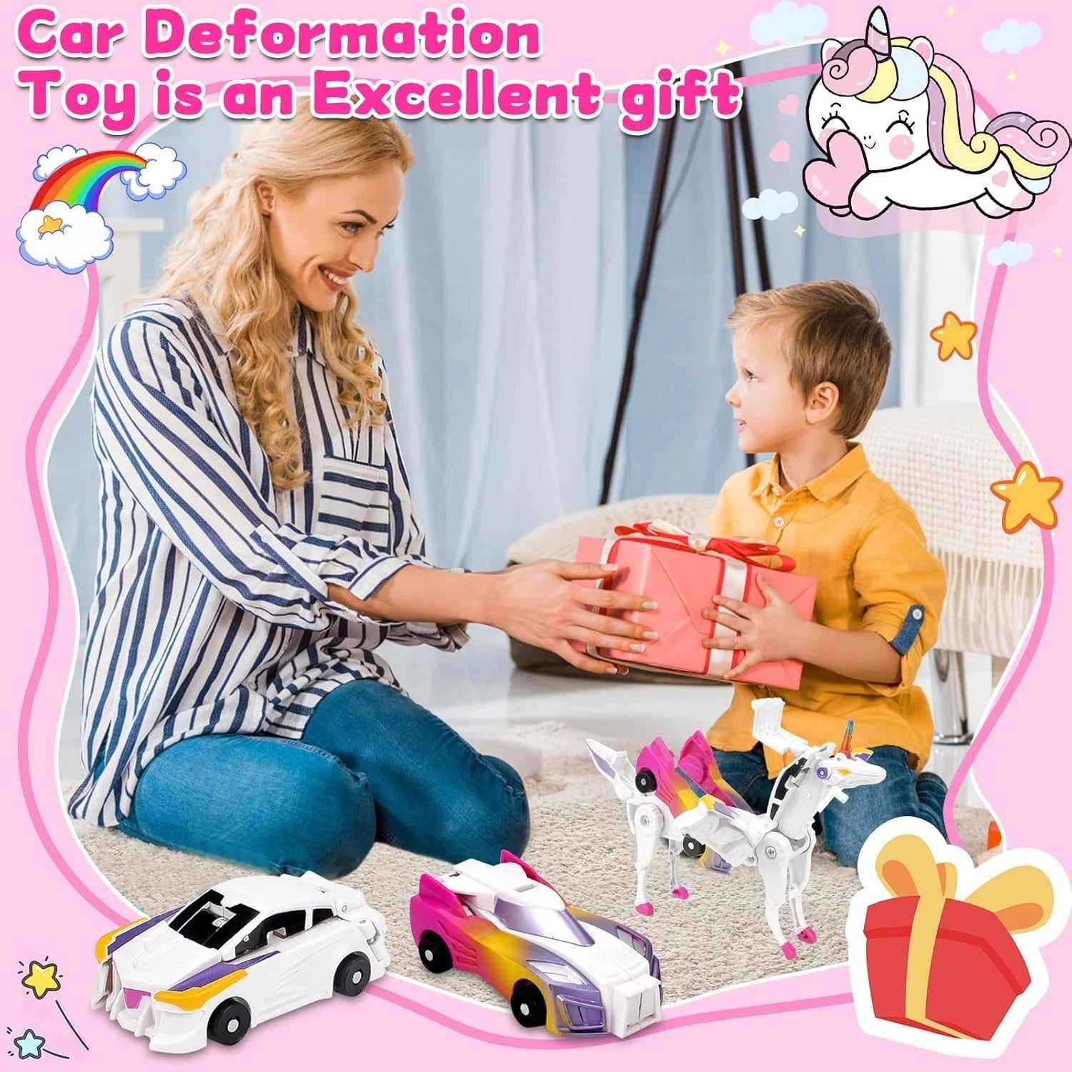 Transforming Unicorn Car Toy Pegasus Unicorn Magnetic Impact Deformation Car