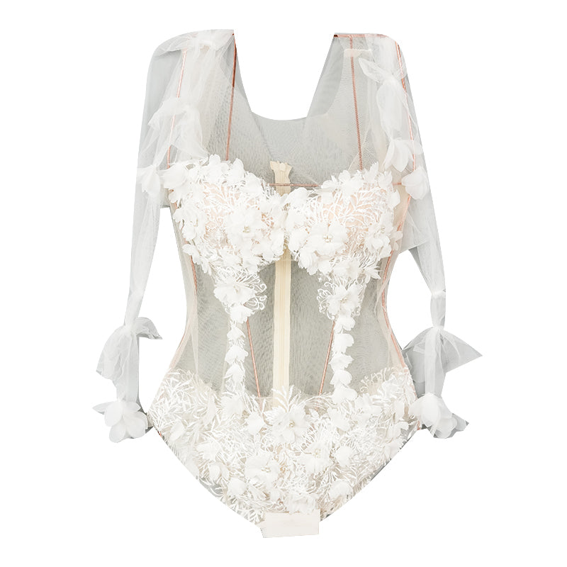 New Style Siaman Sexy Transparent Pure White Swimsuit Nirvans Gather Slim-fit Hot Spring High-grade Hot Girl Swimming