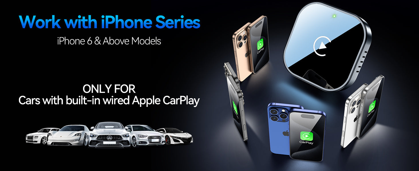 Wireless CarPlay Adapter 2025 for Wired CarPlay Cars – Plug & Play iPhone