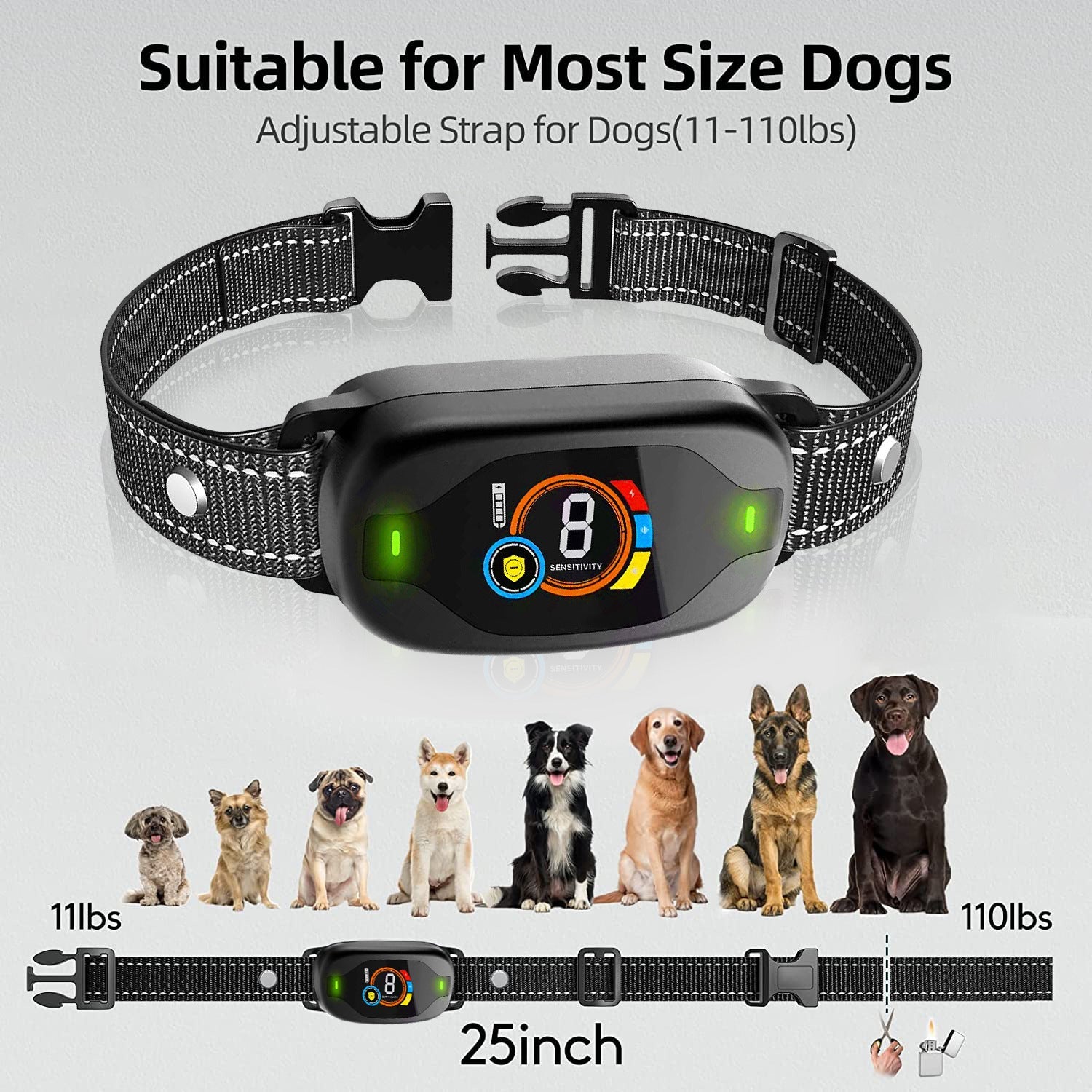 New color screen barking control device, rechargeable waterproof pet electric shock collar, automatic anti-barking dog, intelligent barking control