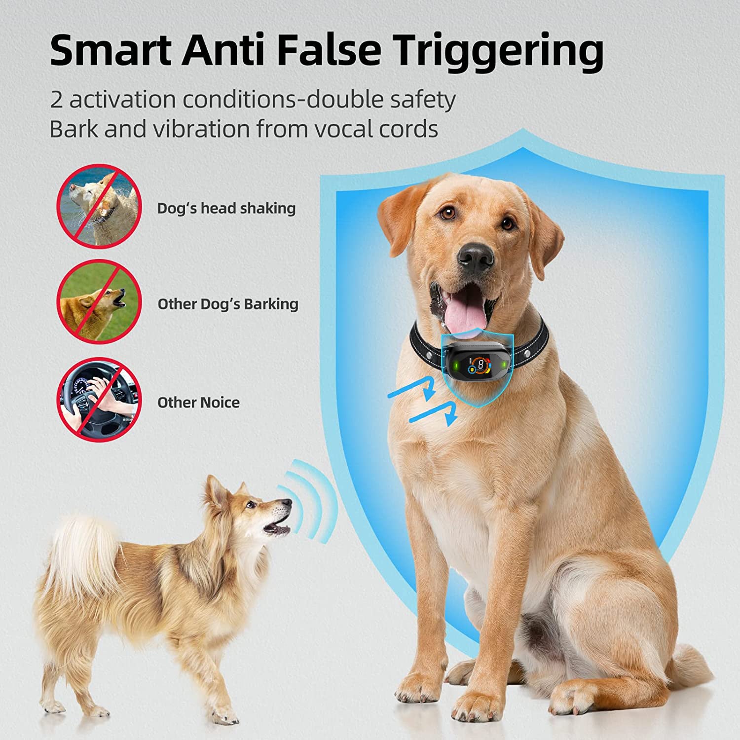 New color screen barking control device, rechargeable waterproof pet electric shock collar, automatic anti-barking dog, intelligent barking control