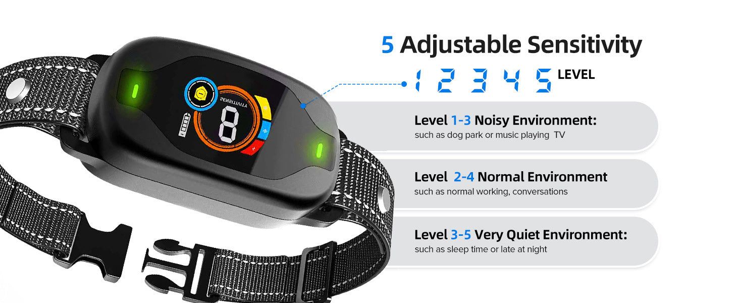 New color screen barking control device, rechargeable waterproof pet electric shock collar, automatic anti-barking dog, intelligent barking control