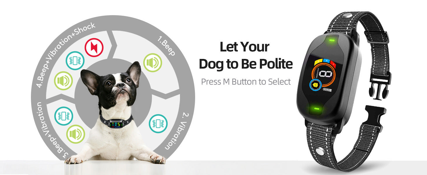 New color screen barking control device, rechargeable waterproof pet electric shock collar, automatic anti-barking dog, intelligent barking control