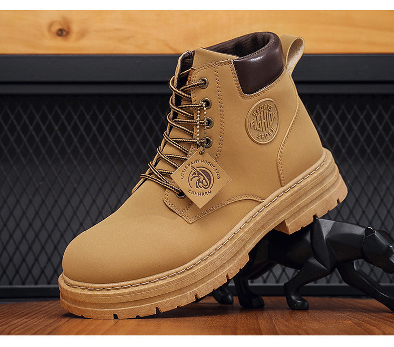 Autumn and winter men's large size Martin boots workwear waterproof non-slip hiking shoes construction site labor protection shoes