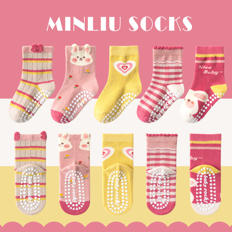 Children's socks floor socks 1-12 years old middle and large children's cotton socks non-slip（10 pairs per pack）